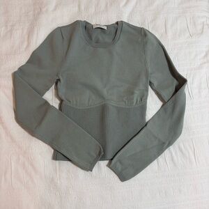 Babaton Aritzia Sculpt Knit Empire Long Sleeve Rib-knit Corset Top